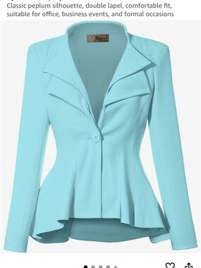 Hybrid & Company Women's Peplum Blazer in Aqua Blue